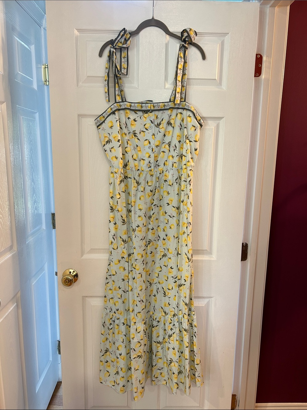 NWT Gal Meets Glam “Lemon Watercolor” Tie-Shoulder Sundress